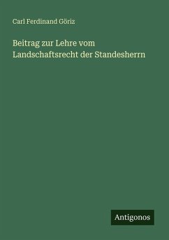 Cover Beitrag zur Lehre vom Landschaftsrecht der Standesherrn
