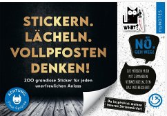 Cover Böse Sprüche Stickerheft: Stickern. Lächeln. Vollpfosten denken!