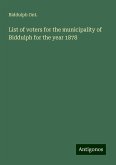 List of voters for the municipality of Biddulph for the year 1878 List of voters for the municipality of Biddulph for the year 1878