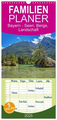 Familienplaner 2025 - Bayern - Seen, Berge, Landschaft mit 5 Spalten (Wandkalender, 21 x 45 cm) CALVENDO