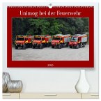 Unimog bei der Feuerwehr (hochwertiger Premium Wandkalender 2025 DIN A2 quer), Kunstdruck in Hochglanz