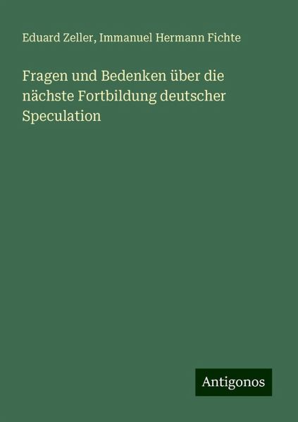 Fragen und Bedenken über die nächste Fortbildung deutscher Speculation