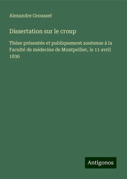 Dissertation sur le croup
