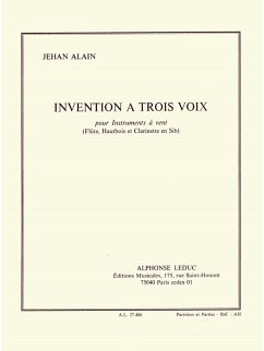 Cover Invention a 3 voix pour flute, hautbois et clarinette partition et parties