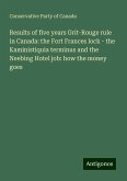 Results of five years Grit-Rouge rule in Canada: the Fort Frances lock - the Kaministiquia terminus and the Neebing Hotel job: how the money goes Results of five years Grit-Rouge rule in Canada: the Fort Frances lock - the Kaministiquia terminus and the Neebing Hotel job: how the money goes