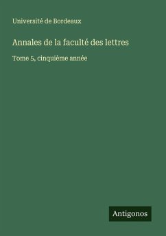 Cover Annales de la faculté des lettres