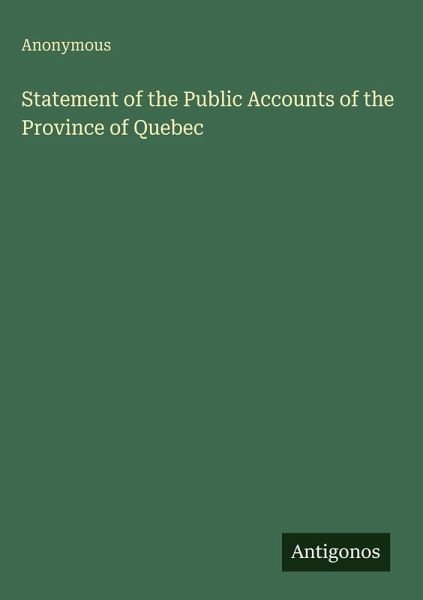 Statement of the Public Accounts of the Province of Quebec