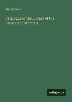 Cover Catalogue of the Library of the Parliament of Ontari