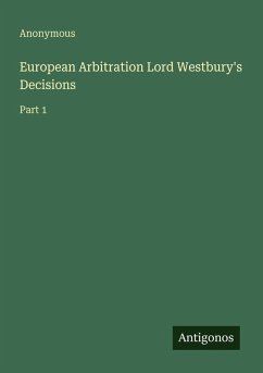 Cover European Arbitration Lord Westbury's Decisions