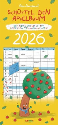 Cover Schüttel den Apfelbaum - der Familienplaner zur beliebten Mitmachbuchreihe von Nico Sternbaum - Monats-Wandkalender 2026 zum Aufhängen, mit Spiralbindung, 22,4 x 48,5 cm