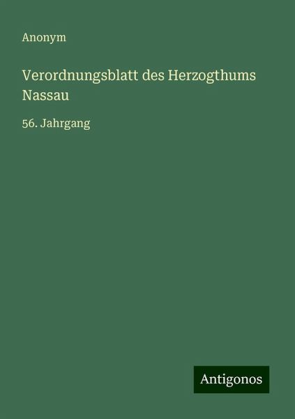 Verordnungsblatt des Herzogthums Nassau