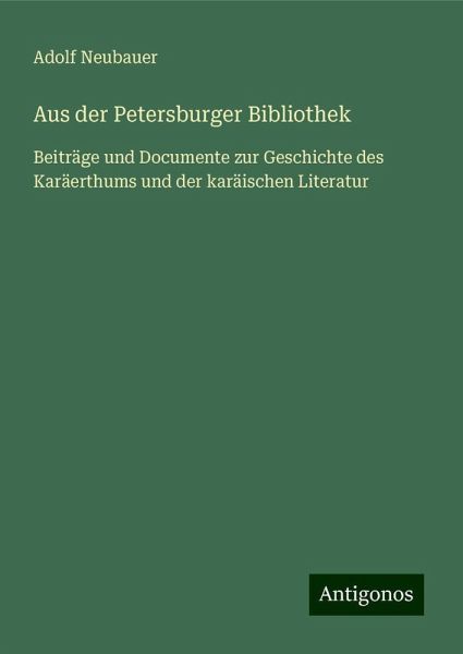 Aus der Petersburger Bibliothek Aus der Petersburger Bibliothek