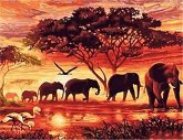 Diamond Painting Elefanten in der Savanne (Design 25x35)30x40 cm