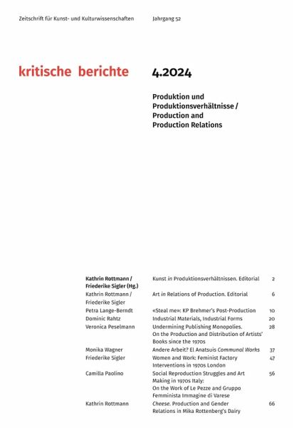 Kritische Berichte : Zeitschrift für Kunst- und Kulturwissenschaften / Jahrgang 52, Heft 4.2024