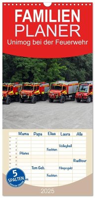 Familienplaner 2025 - Unimog bei der Feuerwehr mit 5 Spalten (Wandkalender, 21 x 45 cm) CALVENDO