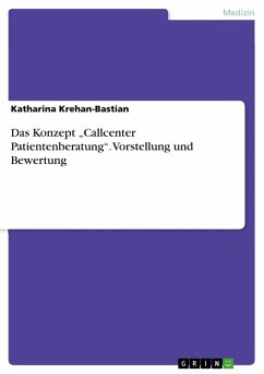 Das Konzept ¿Callcenter Patientenberatung¿. Vorstellung und Bewertung Das Konzept ¿Callcenter Patientenberatung¿. Vorstellung und Bewertung