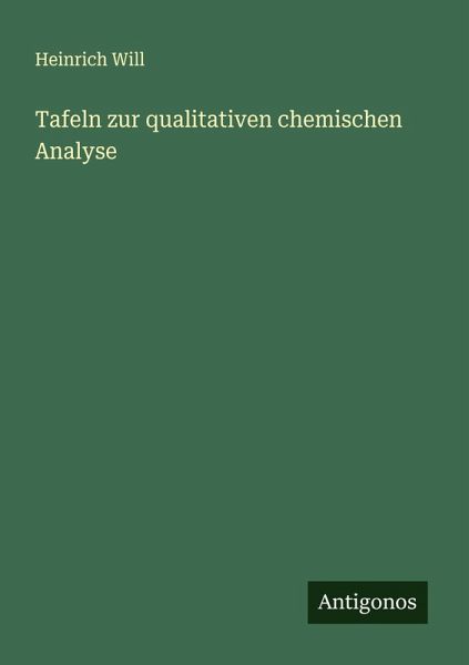 Tafeln zur qualitativen chemischen Analyse Tafeln zur qualitativen chemischen Analyse