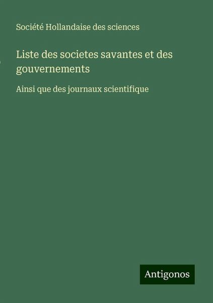 Liste des societes savantes et des gouvernements