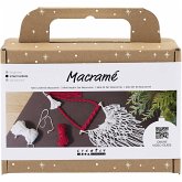 Creativ Company Mini Kreativ Set Macramé, Makramee, Weihnachtsmann, Weihnachtsrot, Naturweiß