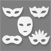 Creativ Company - Karnevals-Masken, H 8,5-19 cm, B 15-20,5 cm, 230 g, Weiß, 5er Set Creativ Company - Karnevals-Masken, H 8,5-19 cm, B 15-20,5 cm, 230 g, Weiß, 5er Set