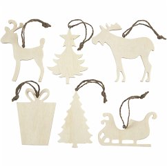 Cover Creativ Company Weihnachtsaufhänger, Größe 7-9 cm, Dicke 4 mm, 6 Stk