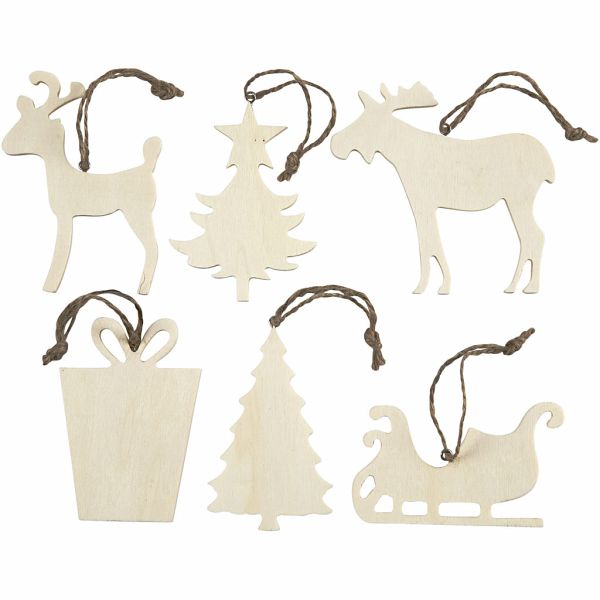 Creativ Company Weihnachtsaufhänger, Größe 7-9 cm, Dicke 4 mm, 6 Stk Creativ Company Weihnachtsaufhänger, Größe 7-9 cm, Dicke 4 mm, 6 Stk