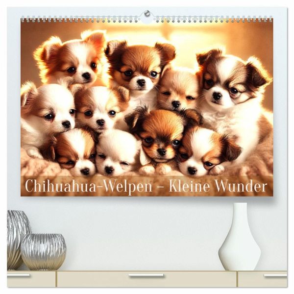 Chihuahua-Welpen ¿ Kleine Wunder (hochwertiger Premium Wandkalender 2025 DIN A2 quer), Kunstdruck in Hochglanz