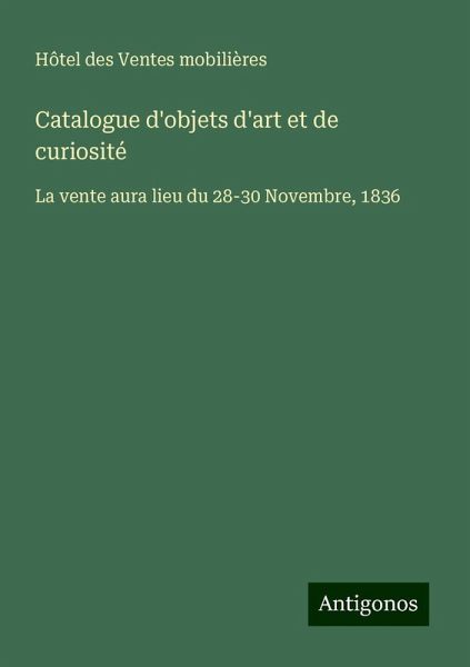 Catalogue d'objets d'art et de curiosité