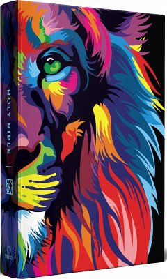 KJV Holy Bible, Multi Color Lion of Judah, Large Print, Handy Size Format, Hardc Over, Ribbon Marker, and Red Letter - King James Version