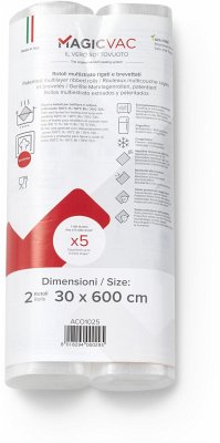 MagicVac 2 Vakuumierfolienrollen mit Label 30 cm x 6 m