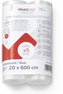 MagicVac 2 Vakuumierfolienrollen mit Label 20 cm x 6 m