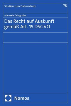 Cover Das Recht auf Auskunft gemäß Art. 15 DSGVO (eBook, PDF)