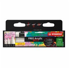 Acrylmarker, STABILO FREE Acrylic, 3er Pack, weiß, 3 verschiedene Spitzen