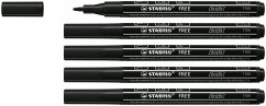 Acrylmarker - STABILO FREE Acrylic T100 - Strichbreite 1-2 mm - 5er Pack - schwarz
