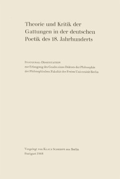 Cover Theorie und Kritik der Gattungen in der deutschen Poetik des 18. Jahrhunderts (eBook, PDF)