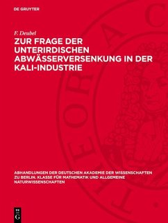 Cover Zur Frage der unterirdischen Abwässerversenkung in der Kali-Industrie (eBook, PDF)