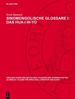Cover Sinomongolische Glossare I: Das Hua-I ih-yu (eBook, PDF)