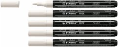 Cover Acrylmarker, STABILO FREE Acrylic T100, Strichbreite 1-2 mm, 5er Pack, weiß