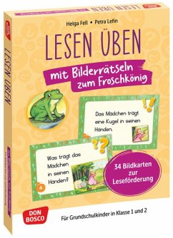 Lesen üben mit Bilderrätseln zum Froschkönig. 34 Bildkarten zur Leseförderung - Fell, Helga