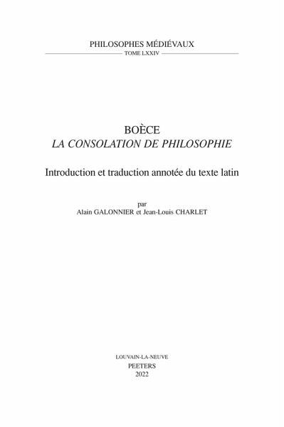 Boece, 'La Consolation de Philosophie' (eBook, PDF)
