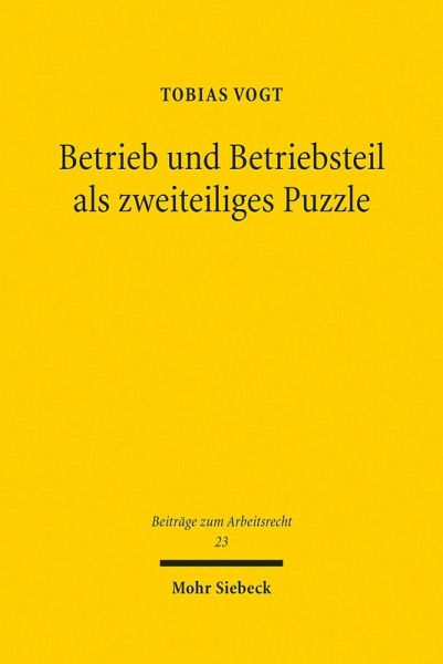 Betrieb und Betriebsteil als zweiteiliges Puzzle (eBook, PDF)