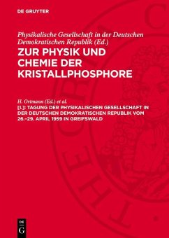 Cover Tagung der Physikalischen Gesellschaft in der Deutschen Demokratischen Republik vom 26.-29. April 1959 in Greifswald (eBook, PDF)