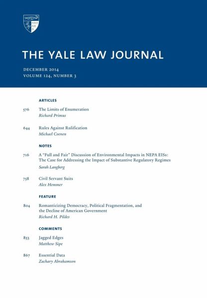 Yale Law Journal: Volume 124, Number 3 - December 2014 (eBook, ePUB)