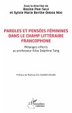 Paroles et pensées féminines dans le champ littéraire francophone (eBook, PDF)