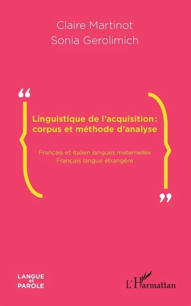 Linguistique de l'acquisition : corpus et méthode d'analyse (eBook, PDF)