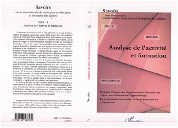 Analyse de l'activité et formation (revue savoir) (eBook, ePUB)