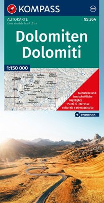 Cover KOMPASS Autokarte und Panoramakarte Dolomiten / Dolomiti / Dolomites 1:150.000