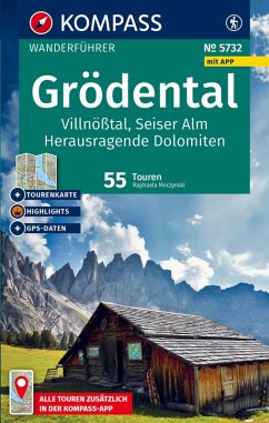 Cover KOMPASS Wanderführer Grödental, Villnößtal, Seiser Alm, Herausragende Dolomiten, 55 Touren mit Extra-Tourenkarte