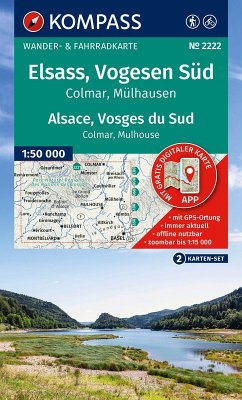 Cover KOMPASS Wanderkarten-Set 2222 Elsass, Vogesen Süd / Alsace, Vosges du Sud, Colmar, Mülhausen / Mulhouse (2 Karten) 1:50.000