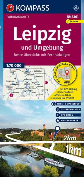 KOMPASS Fahrradkarte 3361 Leipzig und Umgebung mit Knotenpunkten 1:70.000 KOMPASS Fahrradkarte 3361 Leipzig und Umgebung mit Knotenpunkten 1:70.000